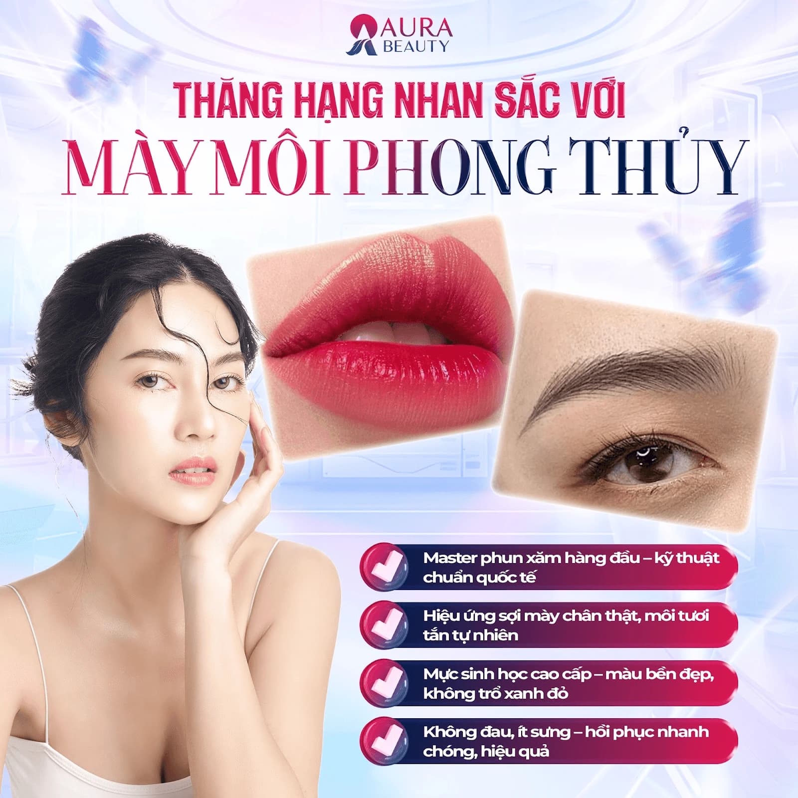 Phun môi thăng hạng nhan sắc tại Thẩm mỹ viện Quốc tế Aura