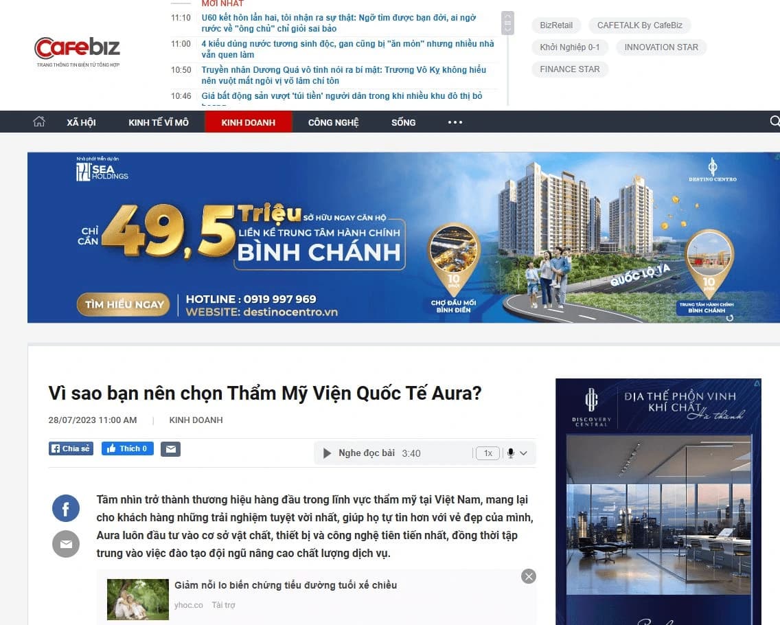 THẨM MỸ VIỆN QUỐC TẾ AURA - CHUỖI 3 NĂM TOP 10 THƯƠNG HIỆU VIỆT NAM XUẤT SẮC
