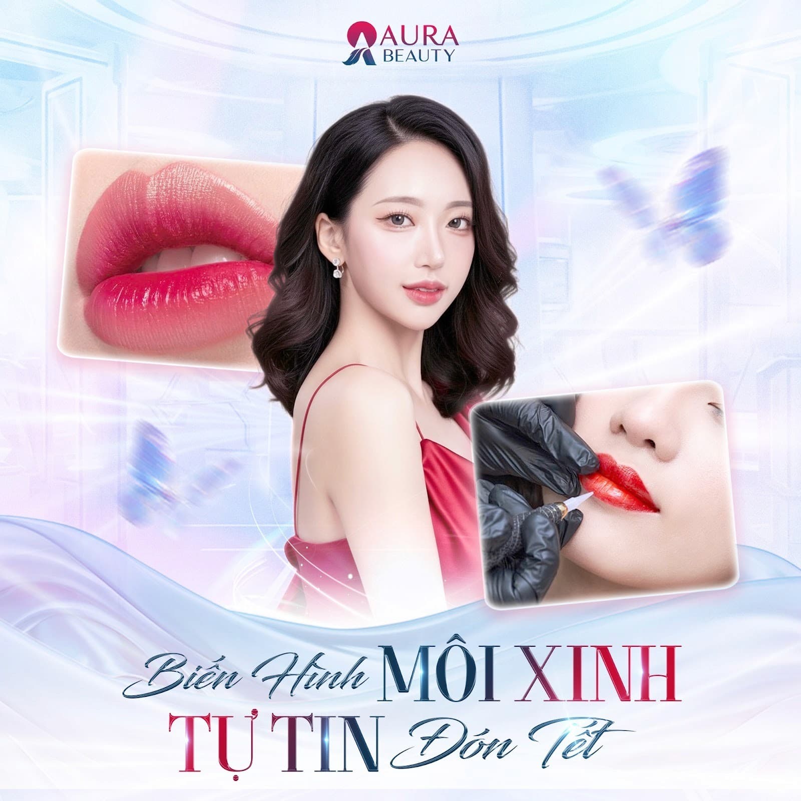 Phun môi xinh, không lo biến chứng, nhiễm trùng tại Thẩm mỹ viện Aura