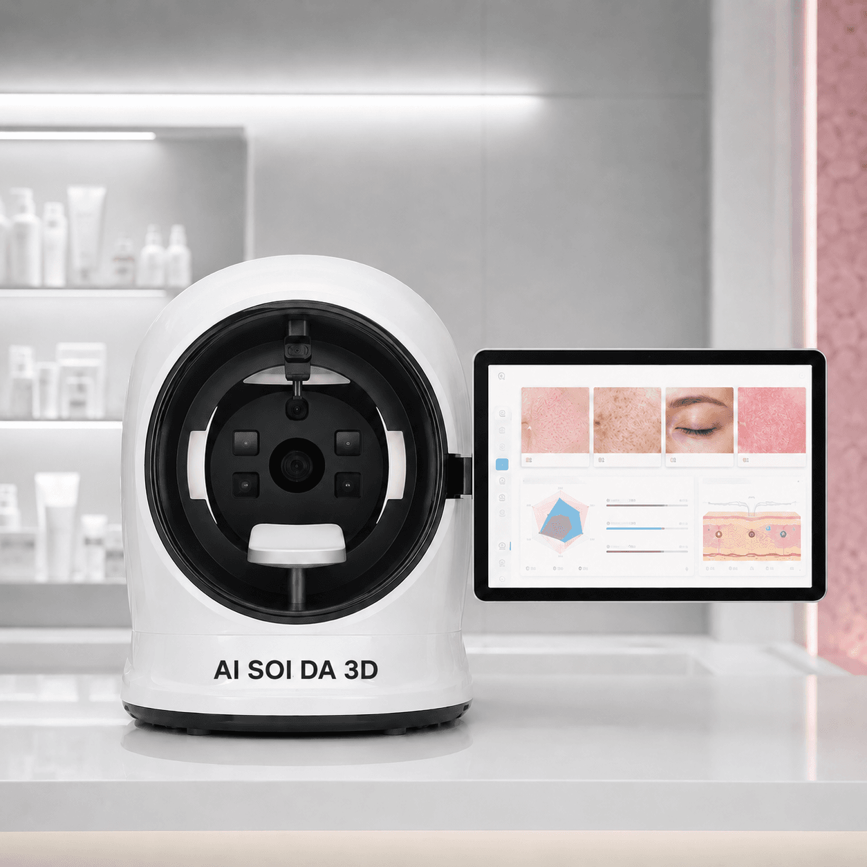Máy AI Soi Da 3D tại Phòng khám Da liễu Thẩm mỹ Quốc tế Aura